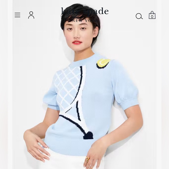 Kate Spade Game Set Match Tennis Racket Sweater - Picture 2 of 8